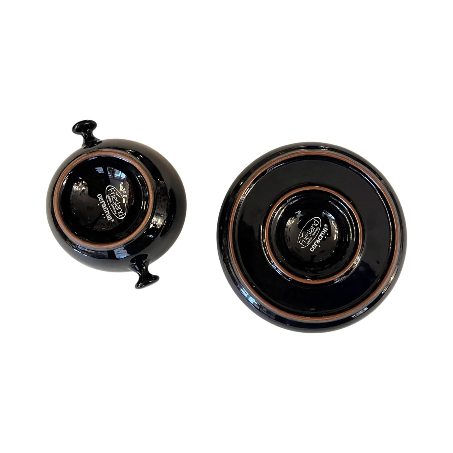 Filiżanka ze spodkiem Zen, ceramika czarna, proj. L. Colani, Friesland Ceracron, Niemcy, lata 70. - 160848