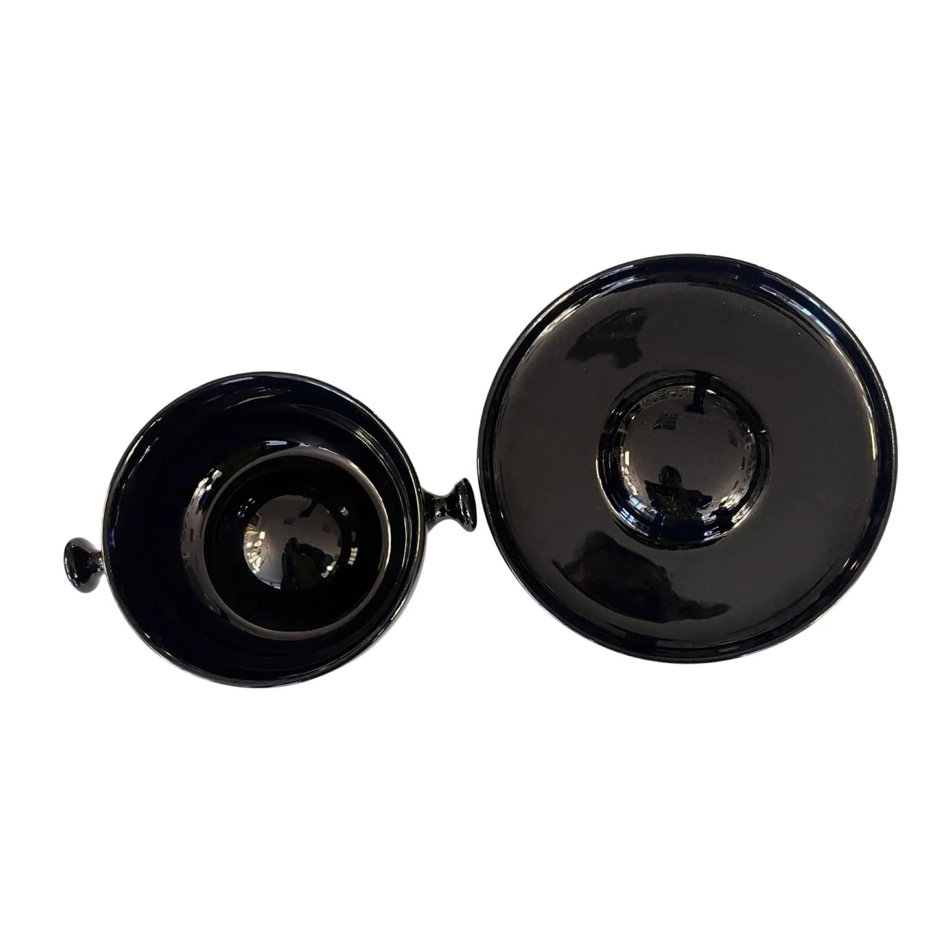 Filiżanka ze spodkiem Zen, ceramika czarna, proj. L. Colani, Friesland Ceracron, Niemcy, lata 70. - 160846