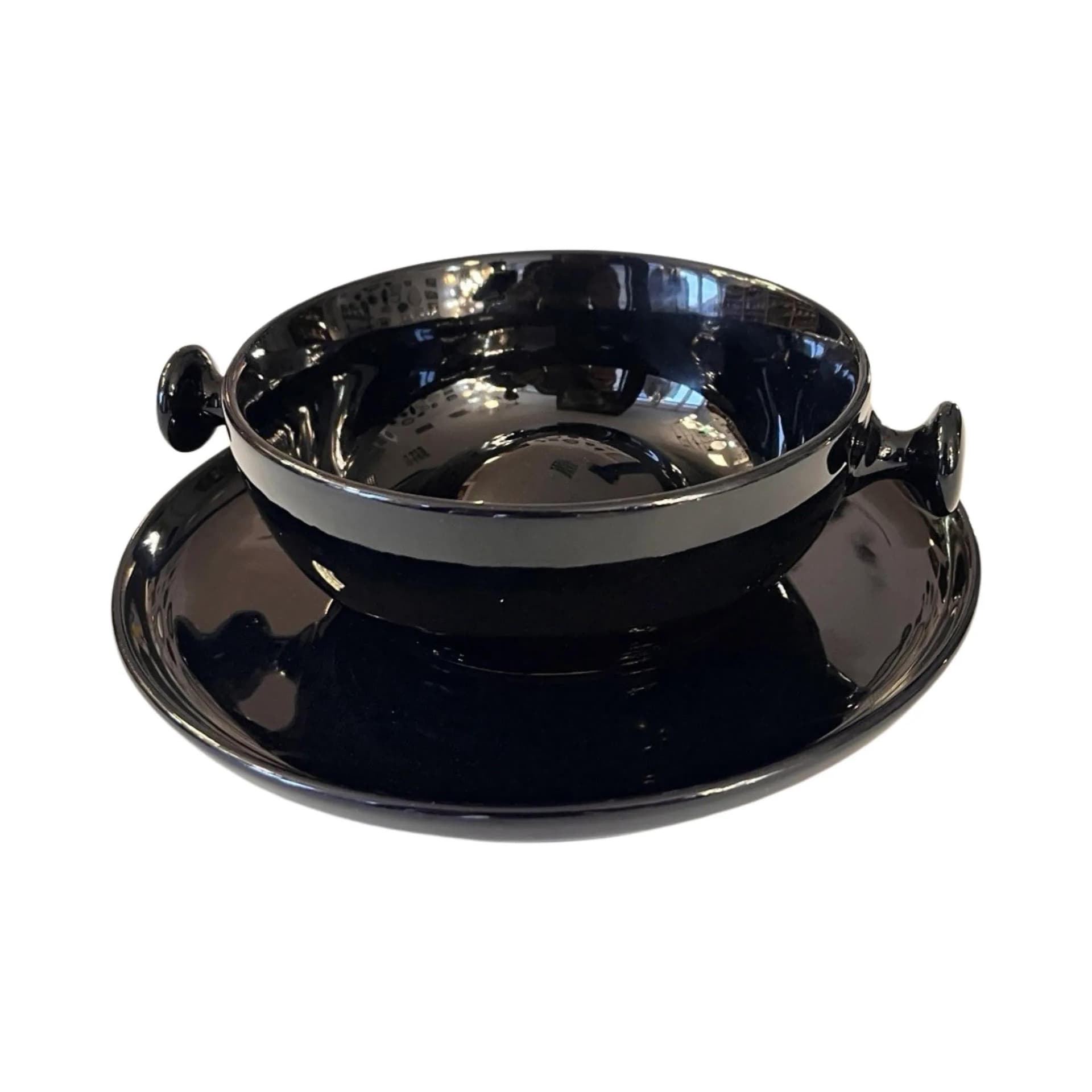 Filiżanka ze spodkiem Zen, ceramika czarna, proj. L. Colani, Friesland Ceracron, Niemcy, lata 70. - 160845