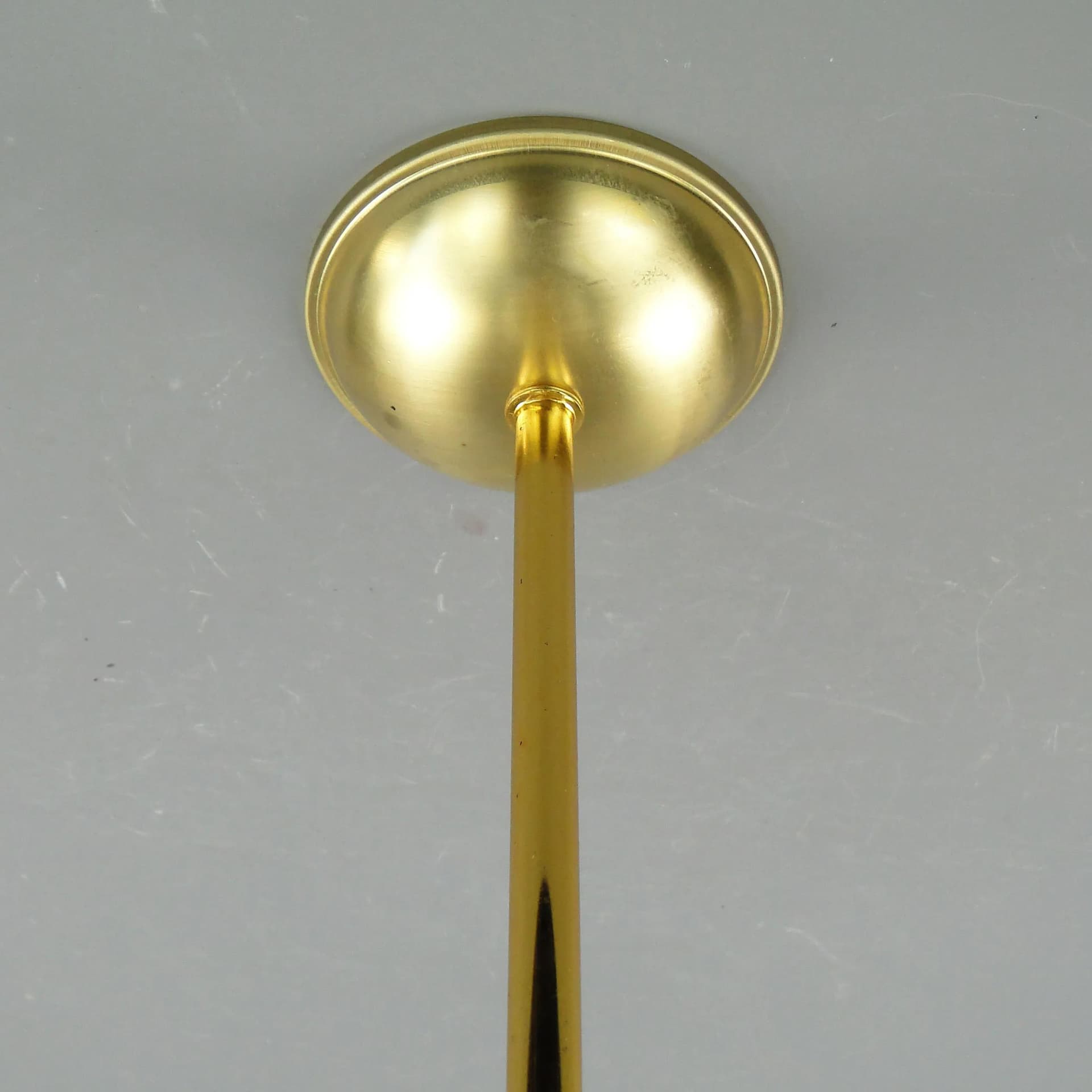 Lampa wisząca Art déco, mosiądz złoty, szkło matowe, Polska, lata 20. - 160804