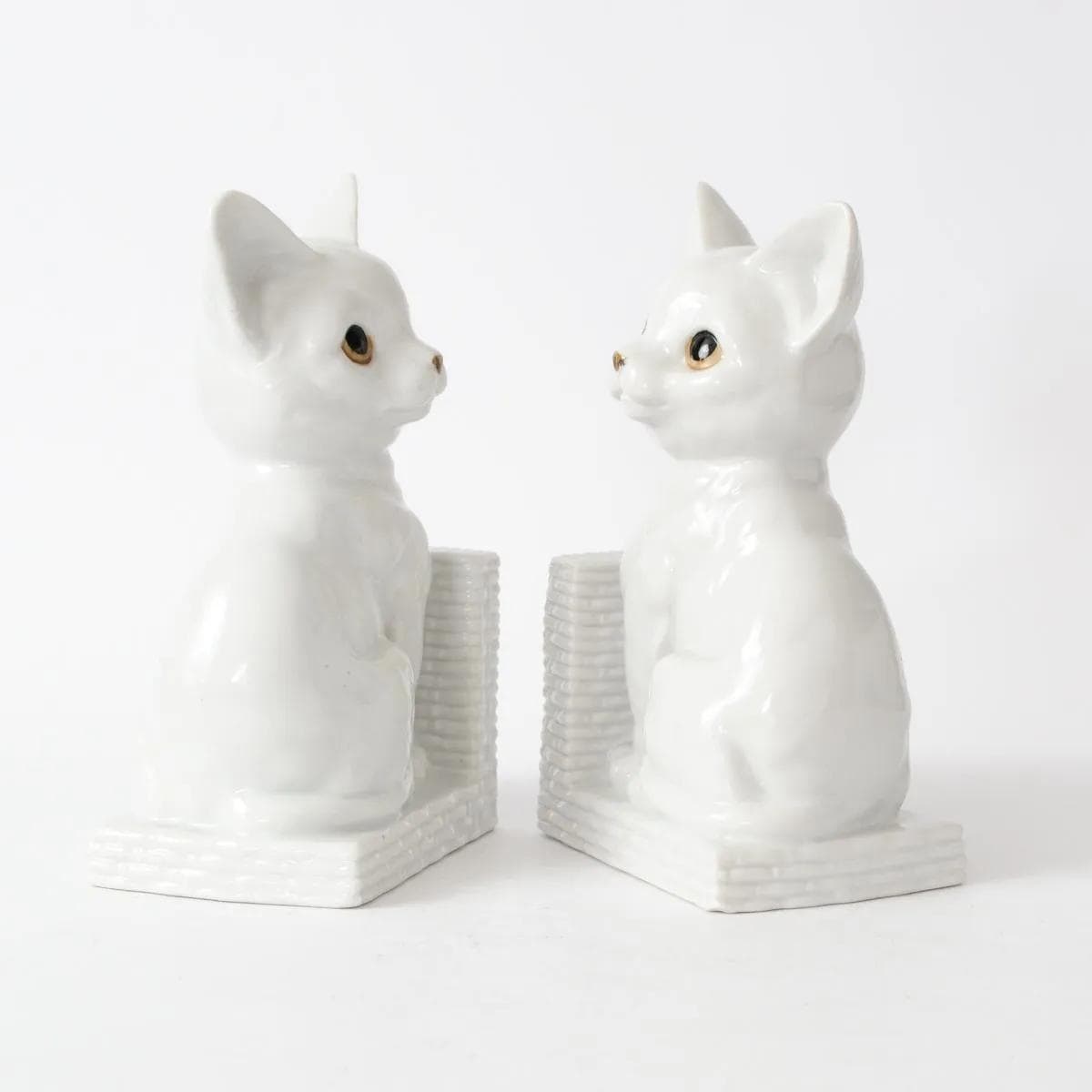 Para podpórek do książek, biały, porcelana, lata 60. - 160559