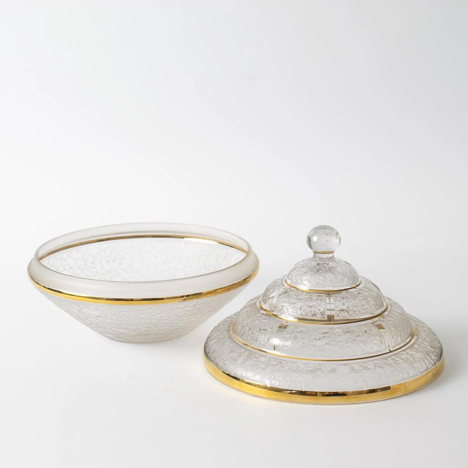 Bonbonniere Art Deco, yellow-gradient transparent glass, De Rupel, Belgium, 1930s. - 160537