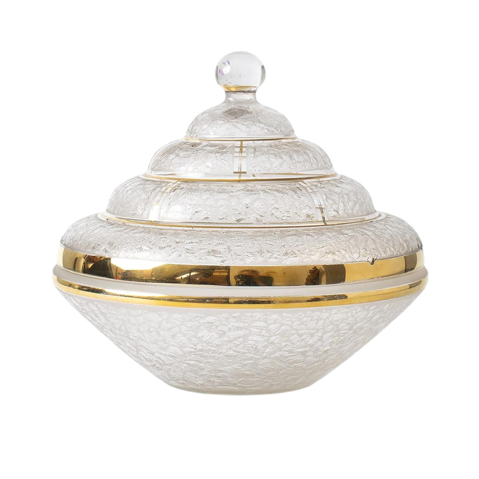 Bonbonniere Art Deco, yellow-gradient transparent glass, De Rupel, Belgium, 1930s.