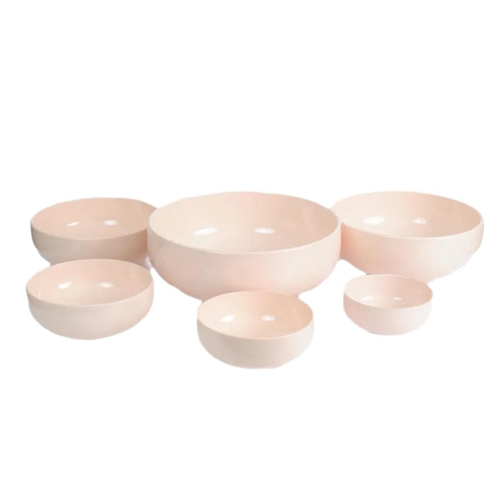 Komplet sześciu misek, różowy, fajans, Saint Amand, Francja, lata 50.