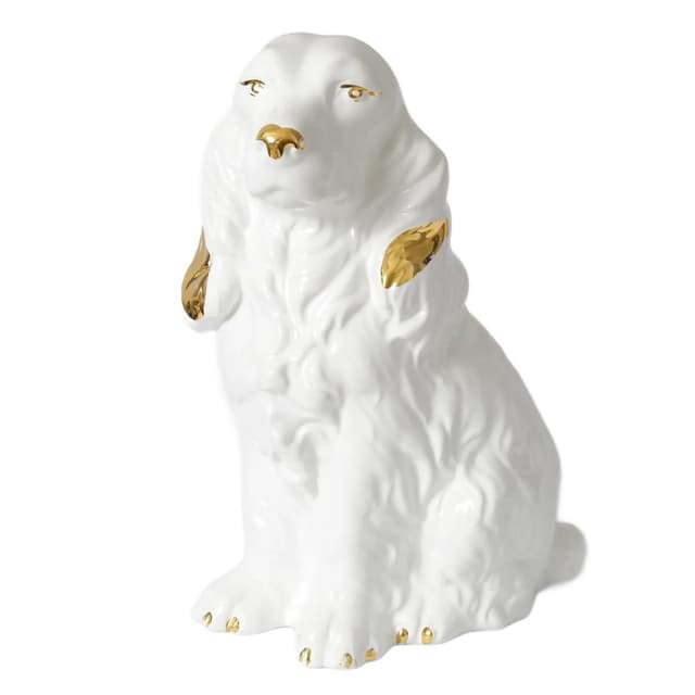 Dog figurine, white ceramics, Poland, 1960s. - DIMENSION
