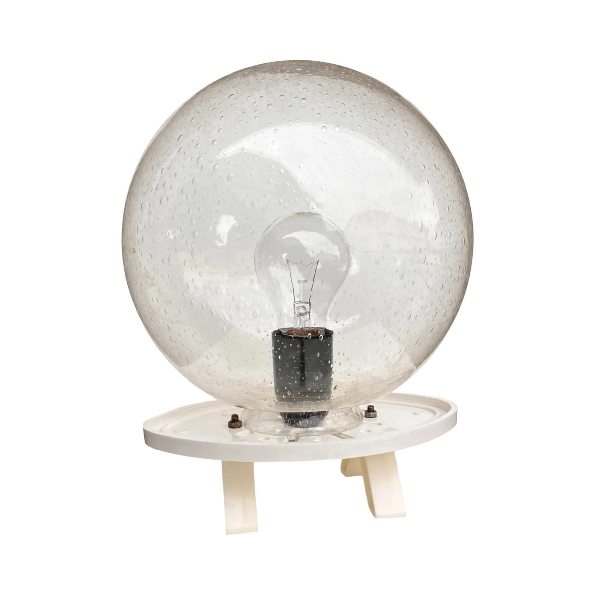 Table Lamp Space Age, transparent glass bubble glass shade, white plastic, Germany, 1970s. - 160822