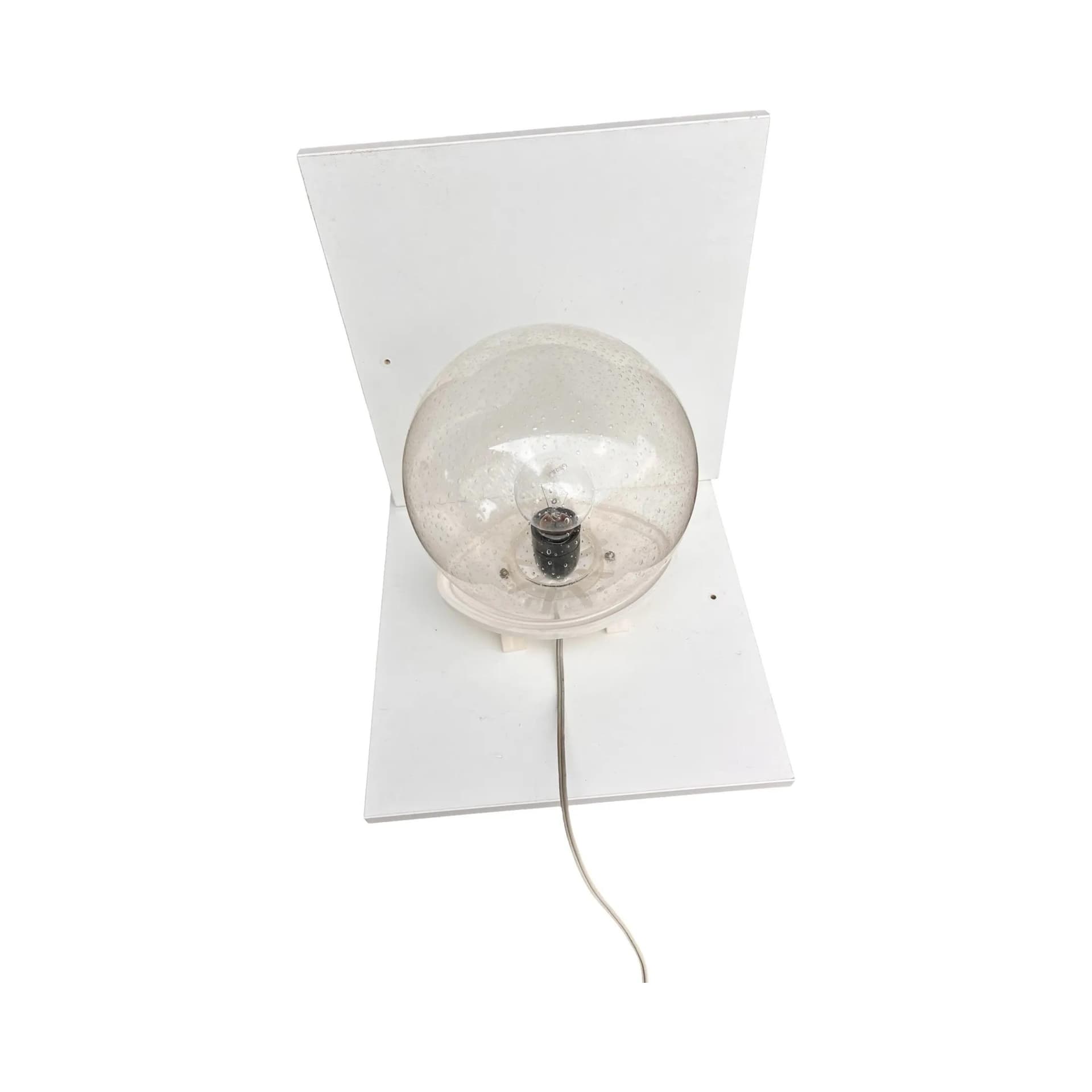 Table Lamp Space Age, transparent glass bubble glass shade, white plastic, Germany, 1970s. - 160824