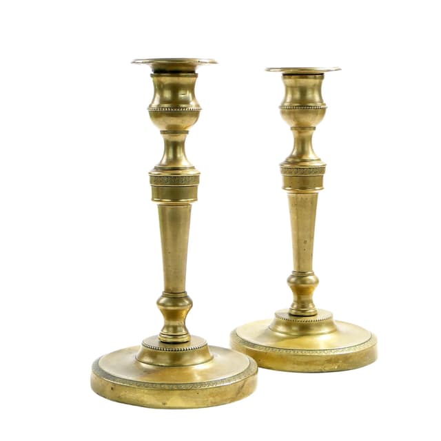 Pair of candlesticks, golden bronze, France, 19th c. - DIMENSION