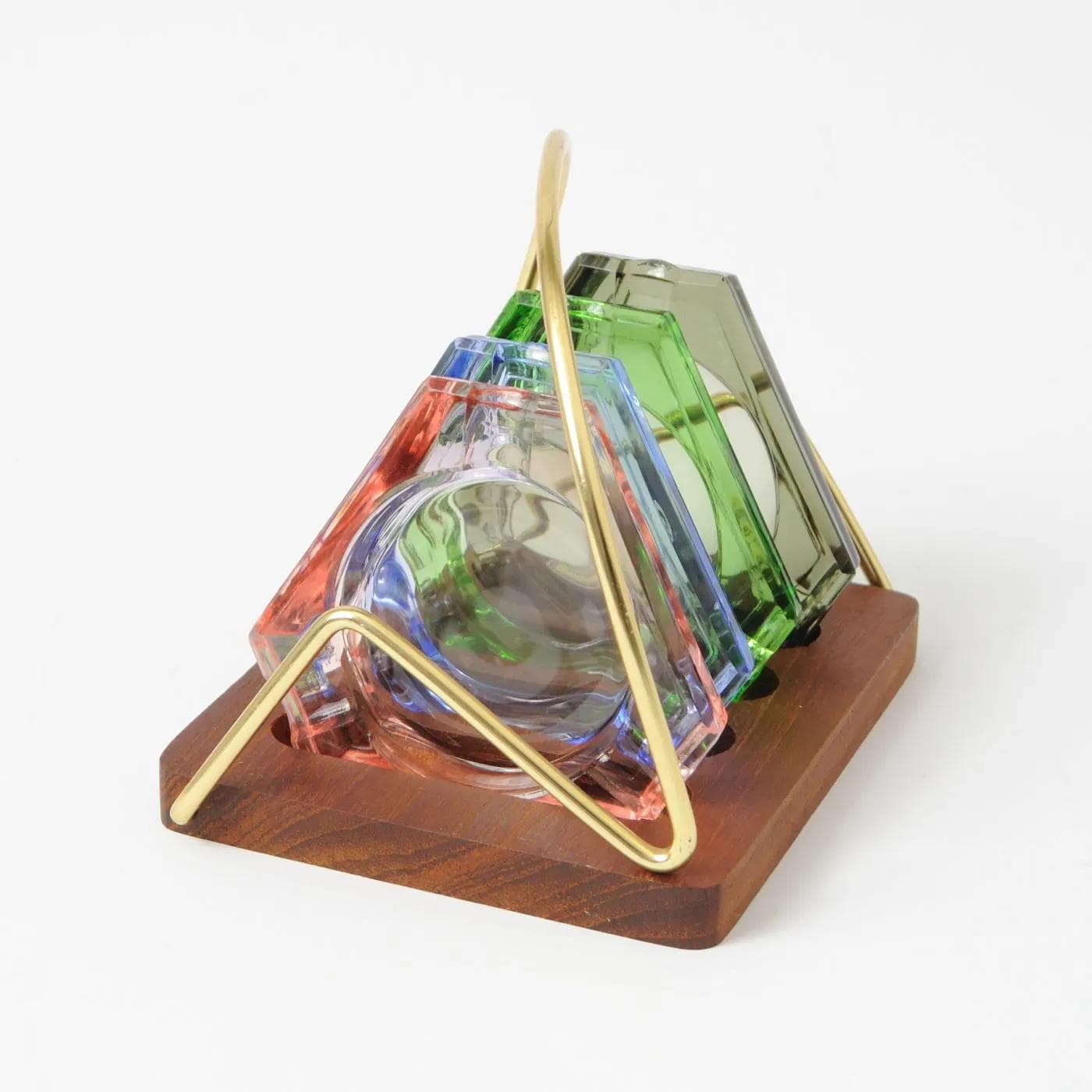 Komplet czterech popielniczek, multikolor, szkło, Niemcy, lata 60. - 160436