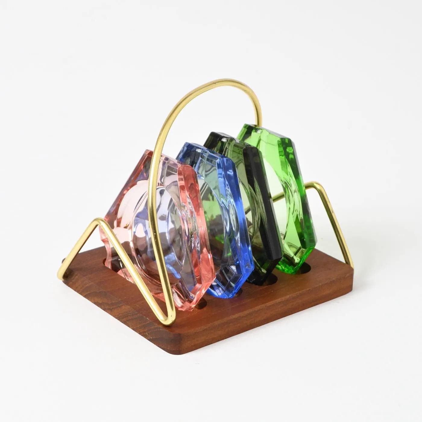 Komplet czterech popielniczek, multikolor, szkło, Niemcy, lata 60. - 160435