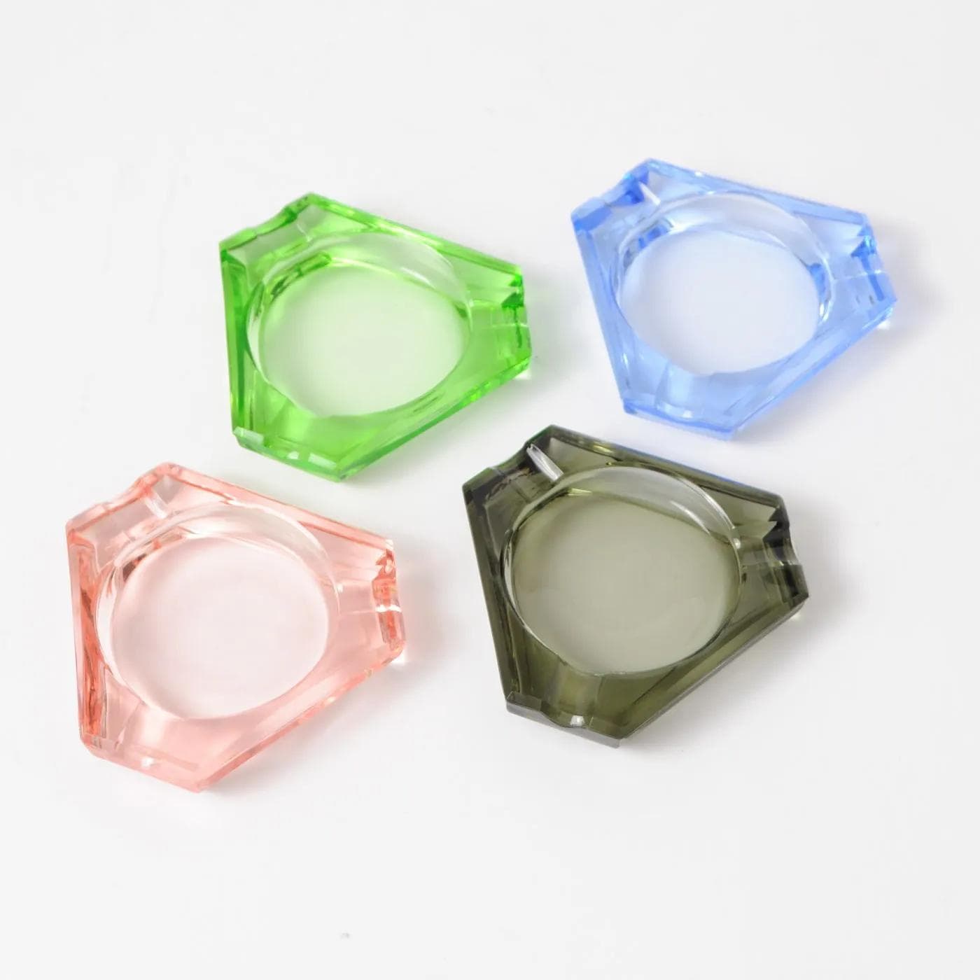 Komplet czterech popielniczek, multikolor, szkło, Niemcy, lata 60. - 160432