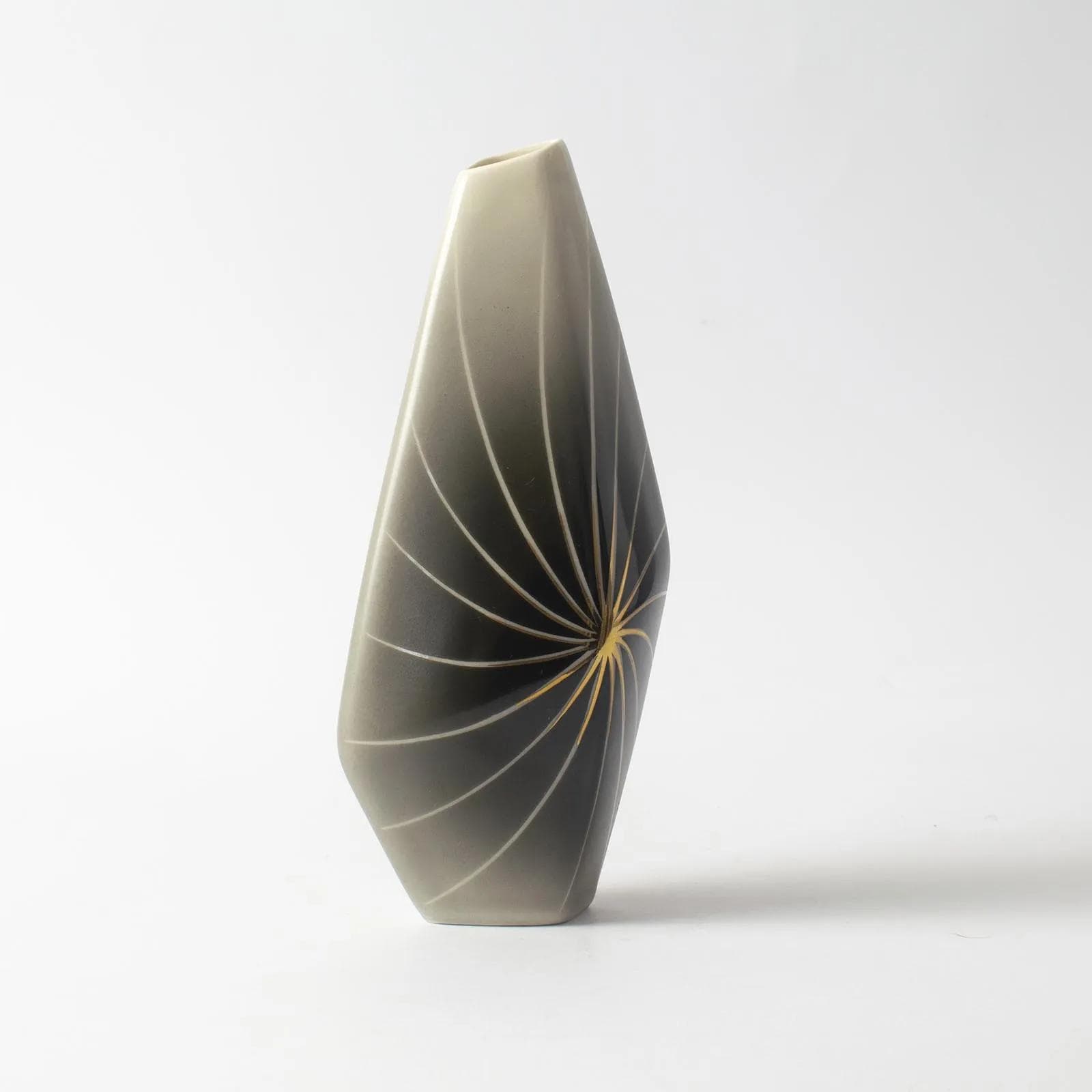 Wazon, Lindner Kueps Bavaria, szary, porcelana, Niemcy, lata 50. - 160344