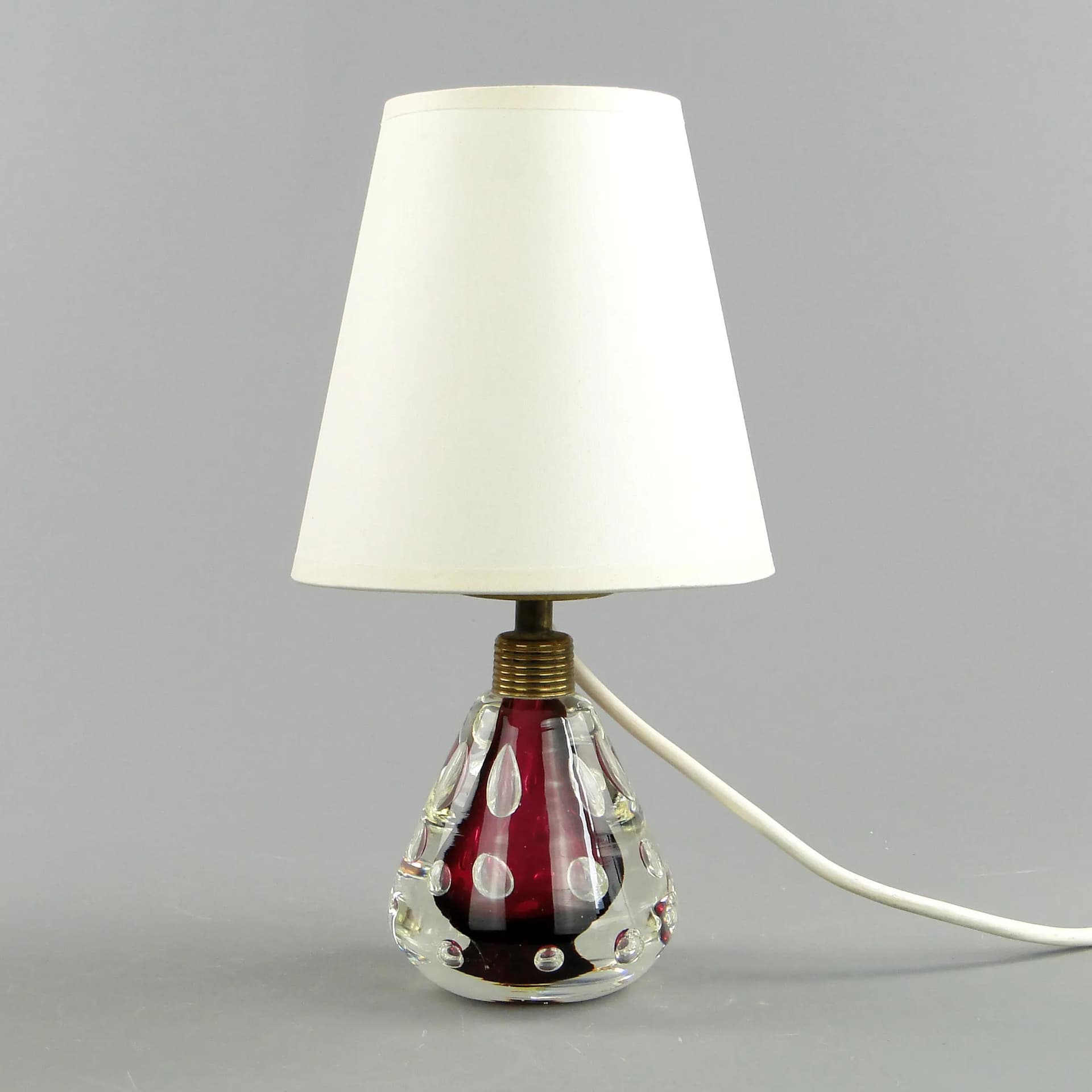 Table Lamp, red glass, Val St Lambert, Belgium, 1960s - 160719