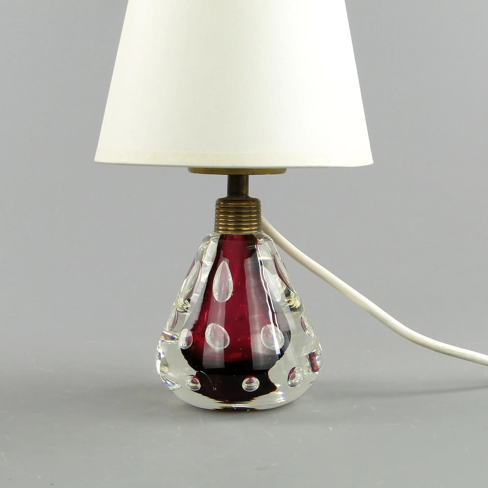 Table Lamp, red glass, Val St Lambert, Belgium, 1960s - 160720