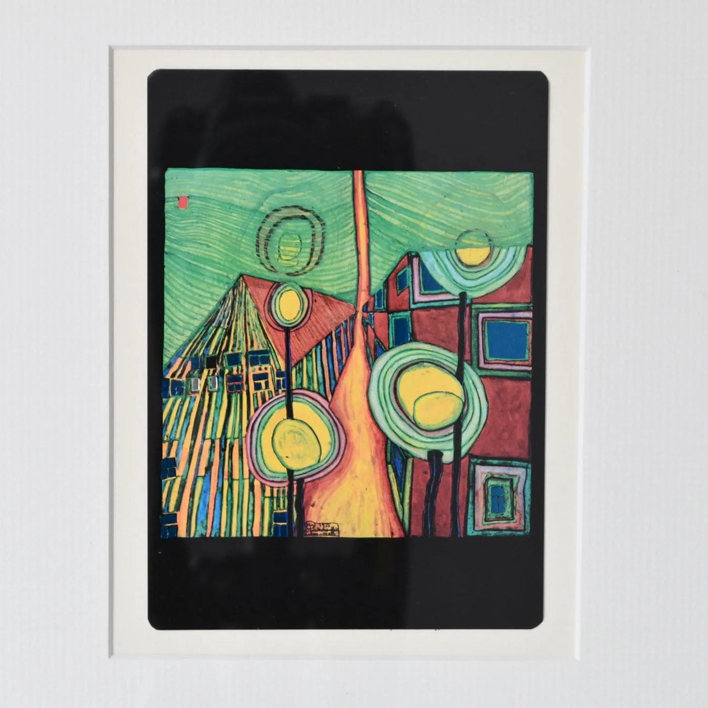 Grafika, multikolor, aut. F. Hundertwasser, Szwajcaria, lata 80. - 160297