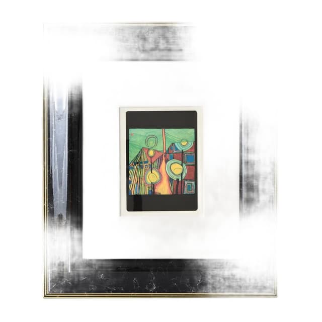 Grafika, multikolor, aut. F. Hundertwasser, Szwajcaria, lata 80. - WYMIARY