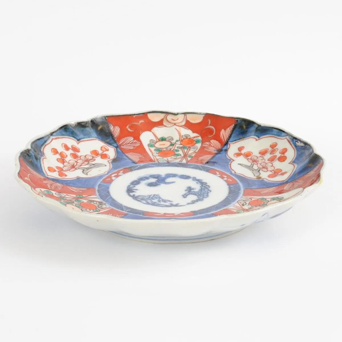 Talerz Imari, biały czerwony niebieski, porcelana, Japonia, początek XX w. - 160286