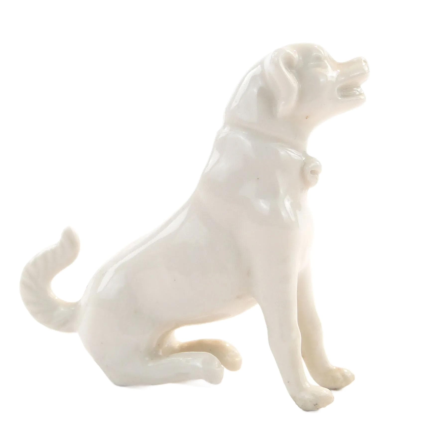Dog Figurine Miniature, ivory white porcelain, England, early 20th c.