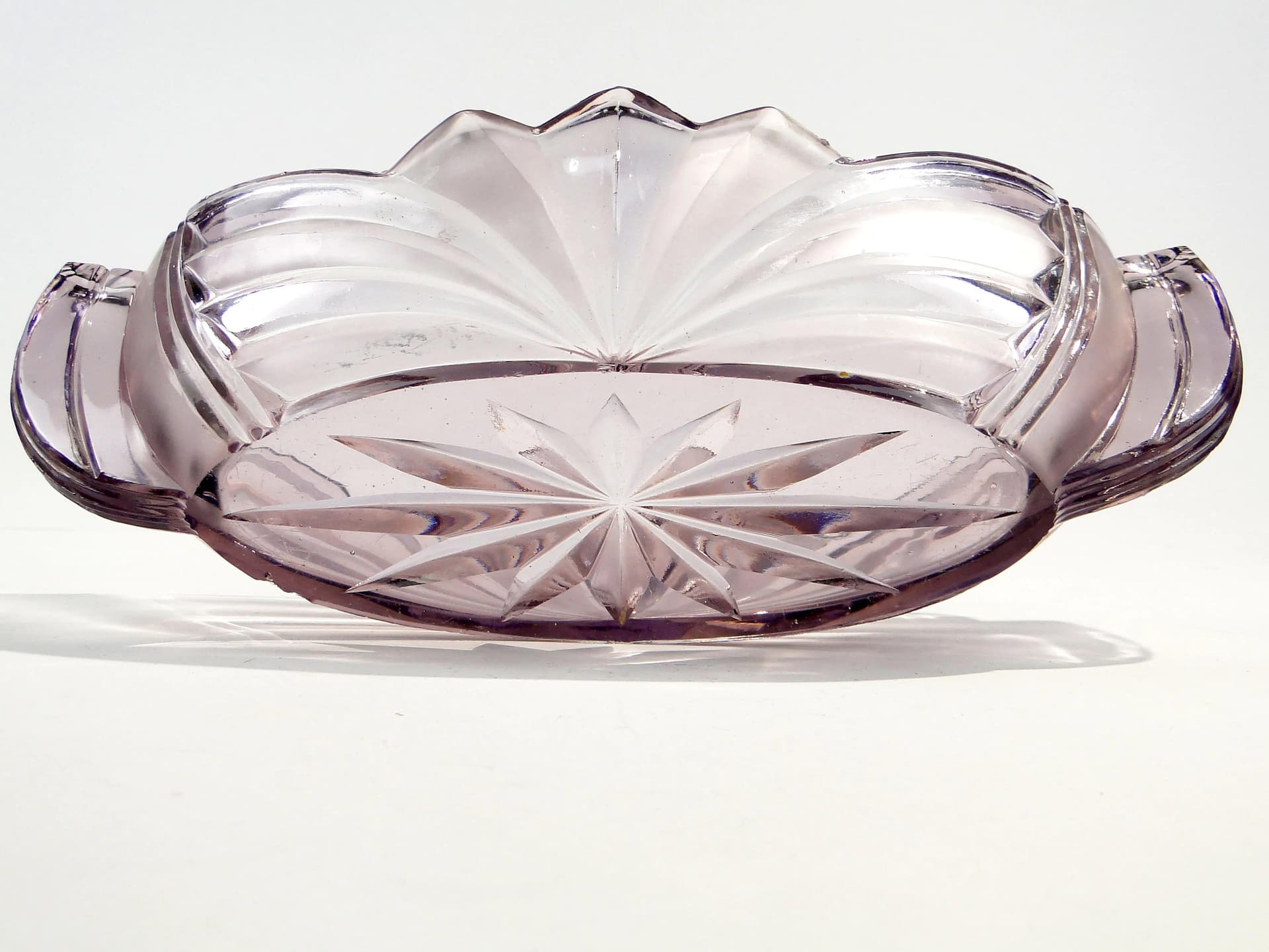 Żardiniera Art Deco, fioletowa, szkło, Huta Niemen, Polska, lata 30. - 160644