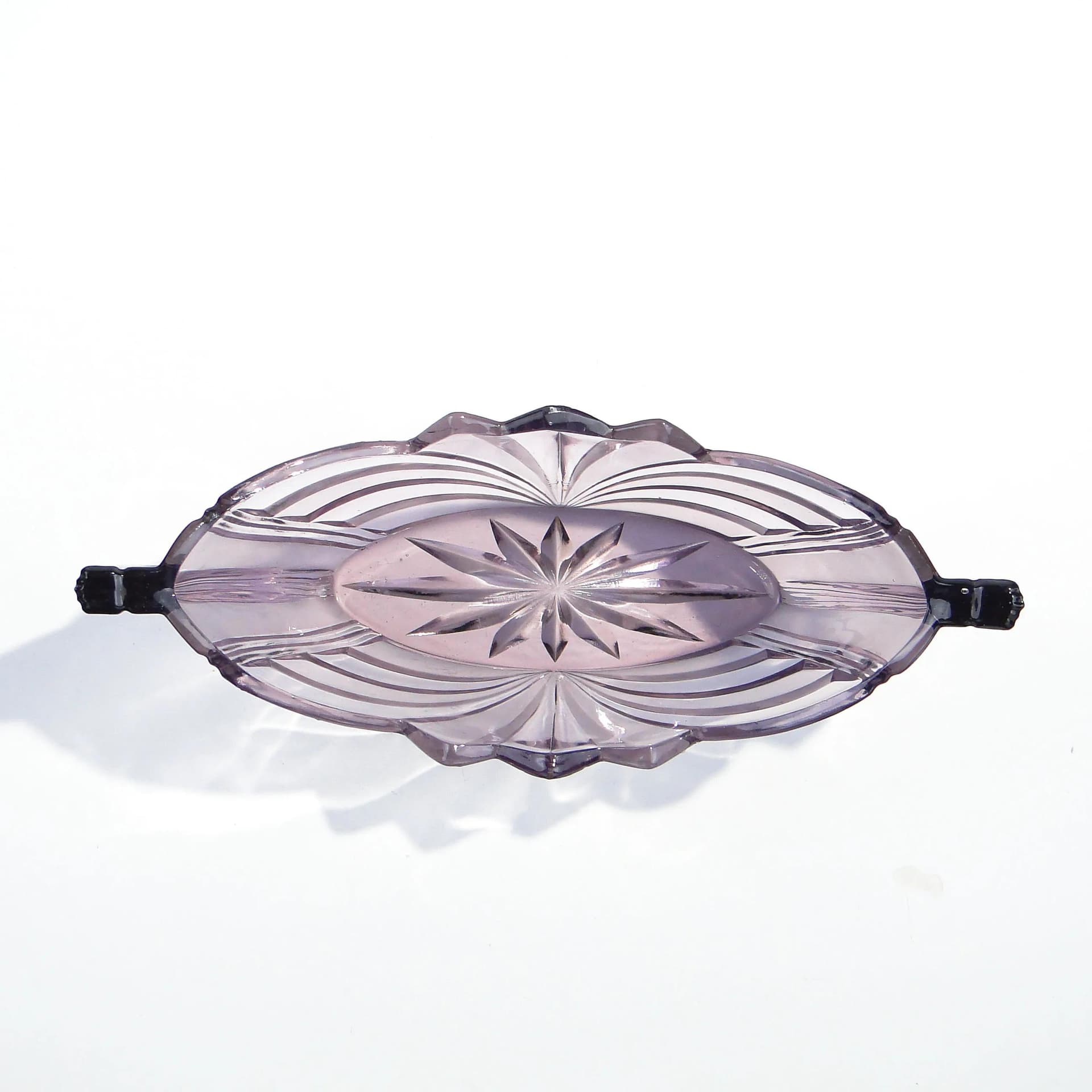 Żardiniera Art Deco, fioletowa, szkło, Huta Niemen, Polska, lata 30. - 160641