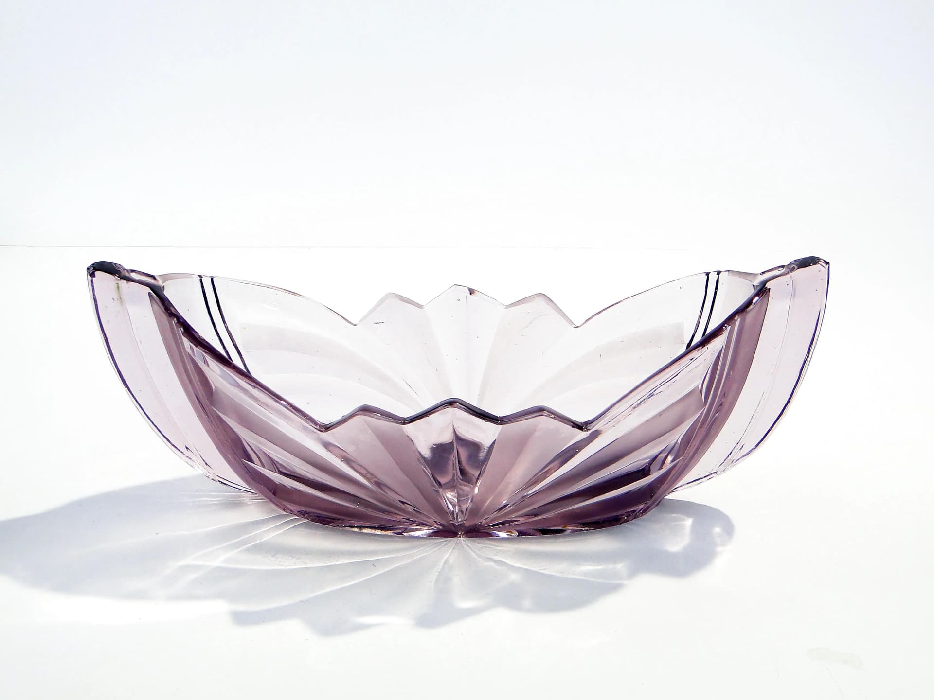 Żardiniera Art Deco, fioletowa, szkło, Huta Niemen, Polska, lata 30. - 160640