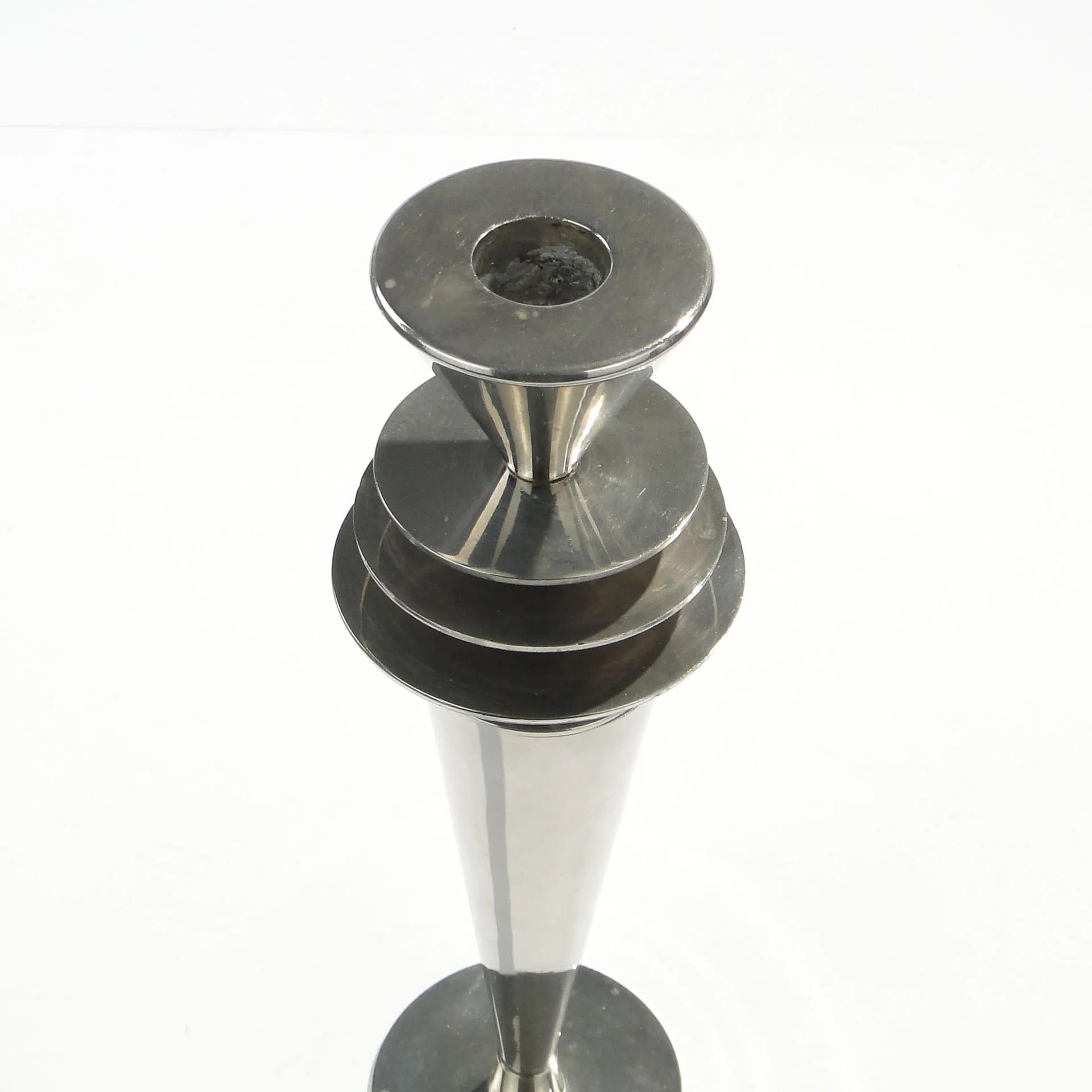 Świecznik Art déco, srebro, mosiądz, Christofle, Francja, lata 20. - 160614