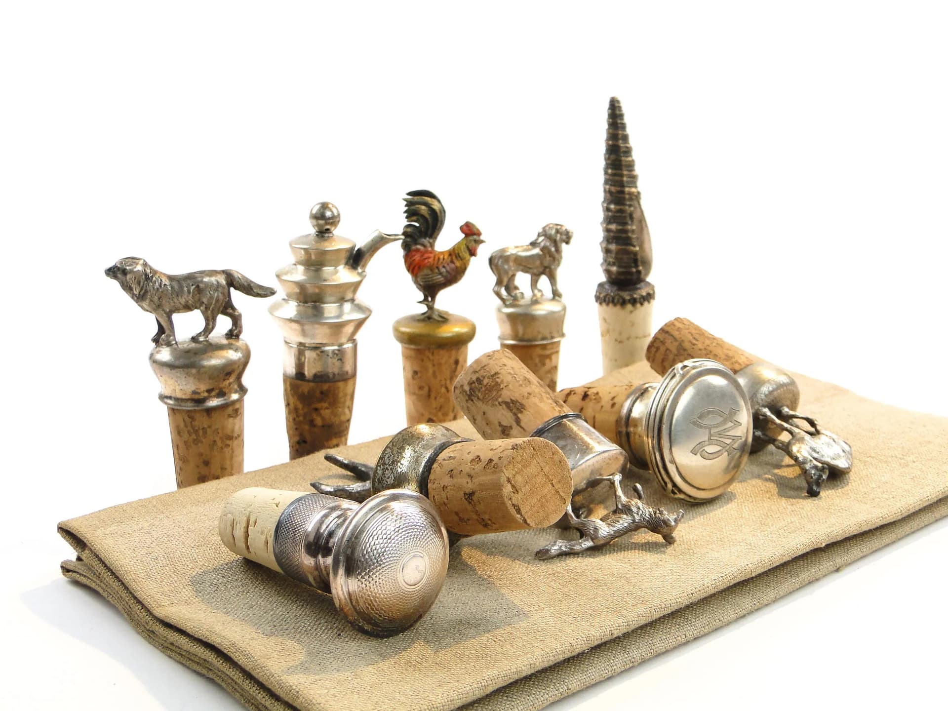 Srebrzony secesyjny korek do butelki z motywem poroża, WMF, Niemcy, lata 1900. - 10312