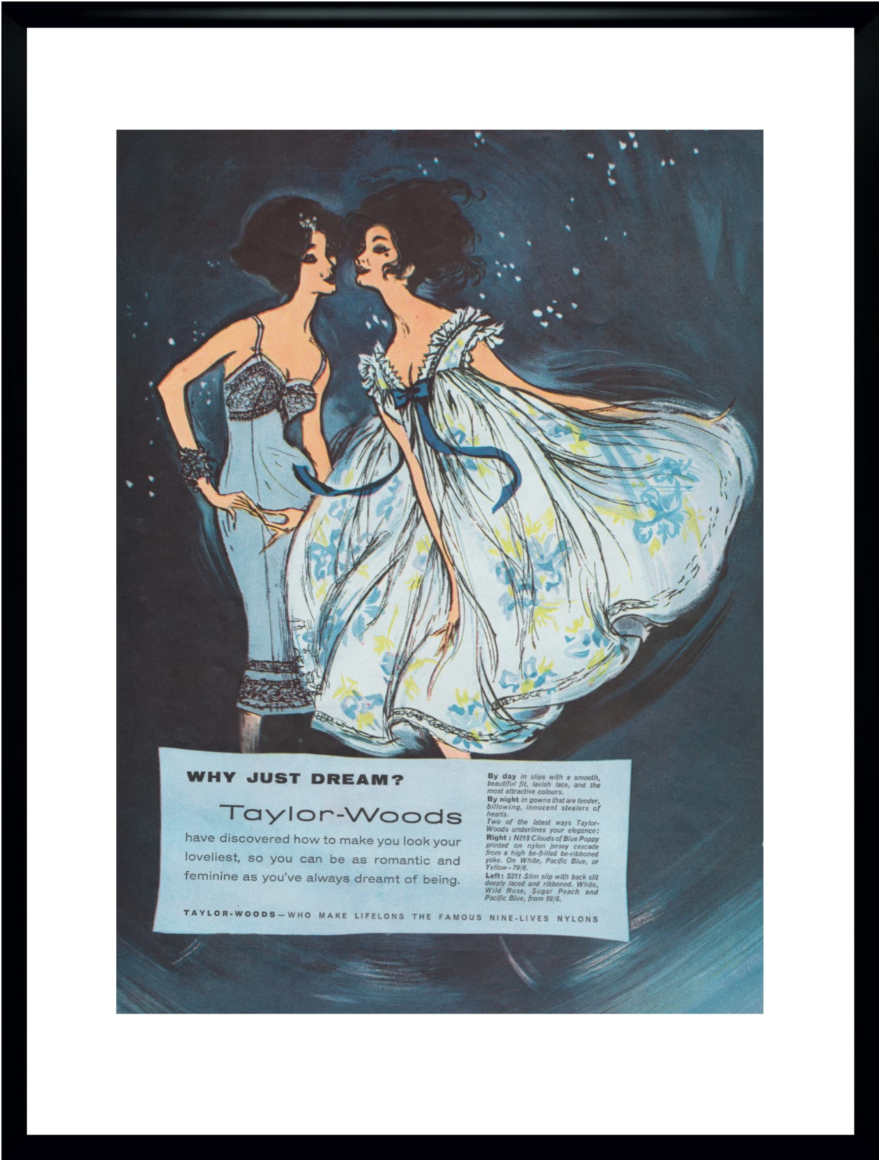 Grafika reklamowa Taylor-Wood's, niebieski, papier, Wielka Brytania, lata 60.