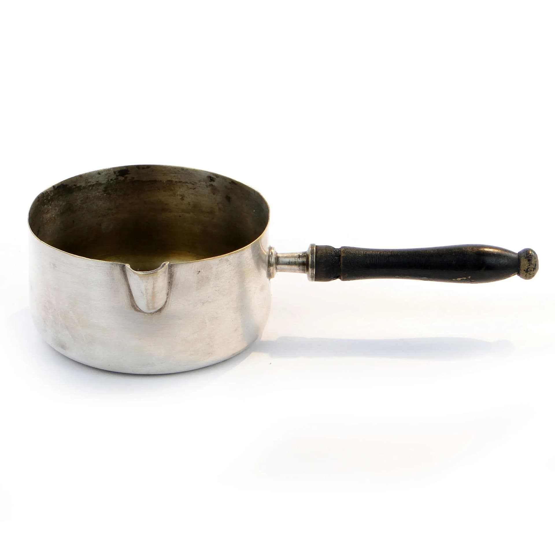 Brandy Warmer, silver-plated brass, black wood, England, 1920s. - 10294