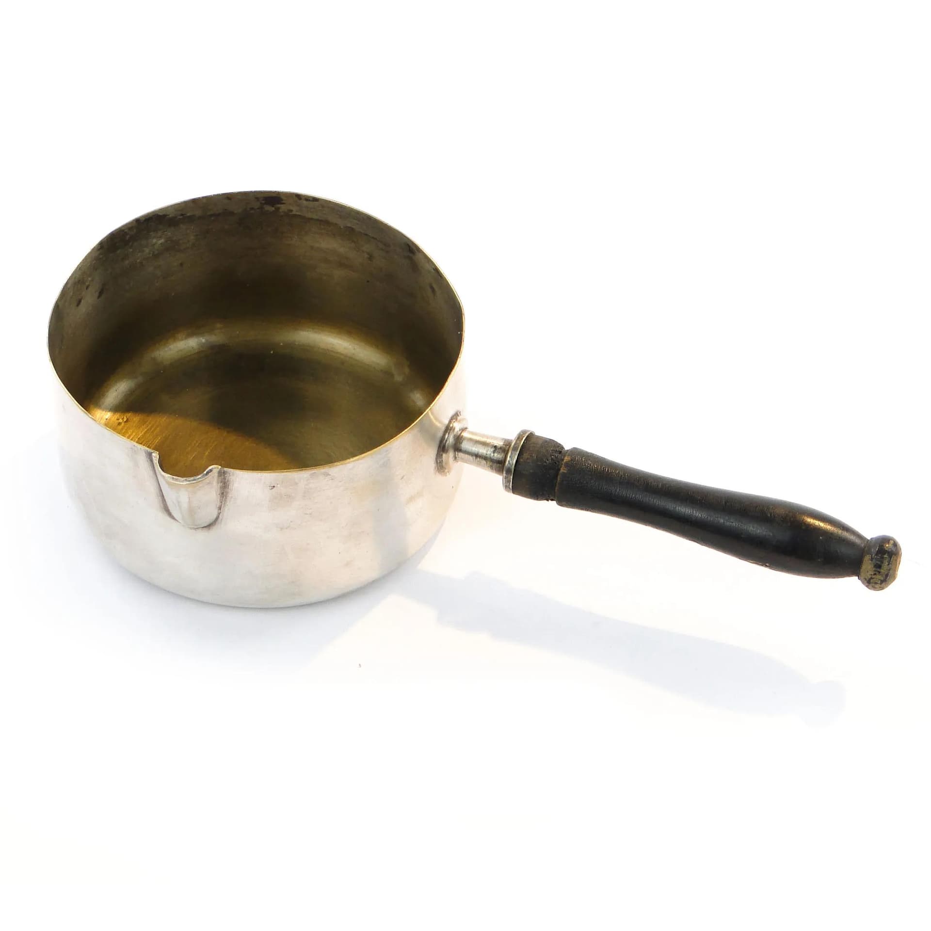 Brandy Warmer, silver-plated brass, black wood, England, 1920s. - 10291