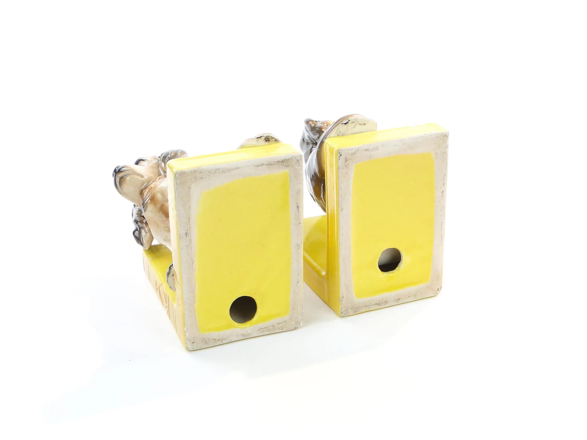Pair of bookends, Art Deco, yellow ceramics, Czechoslovakia, 1930s. - 10283