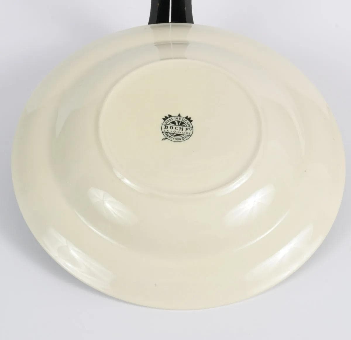 Komplet trzech talerzy napoleońskich, ivory white, fajans, Boch La Louvière, Belgia, lata 20. - 161980