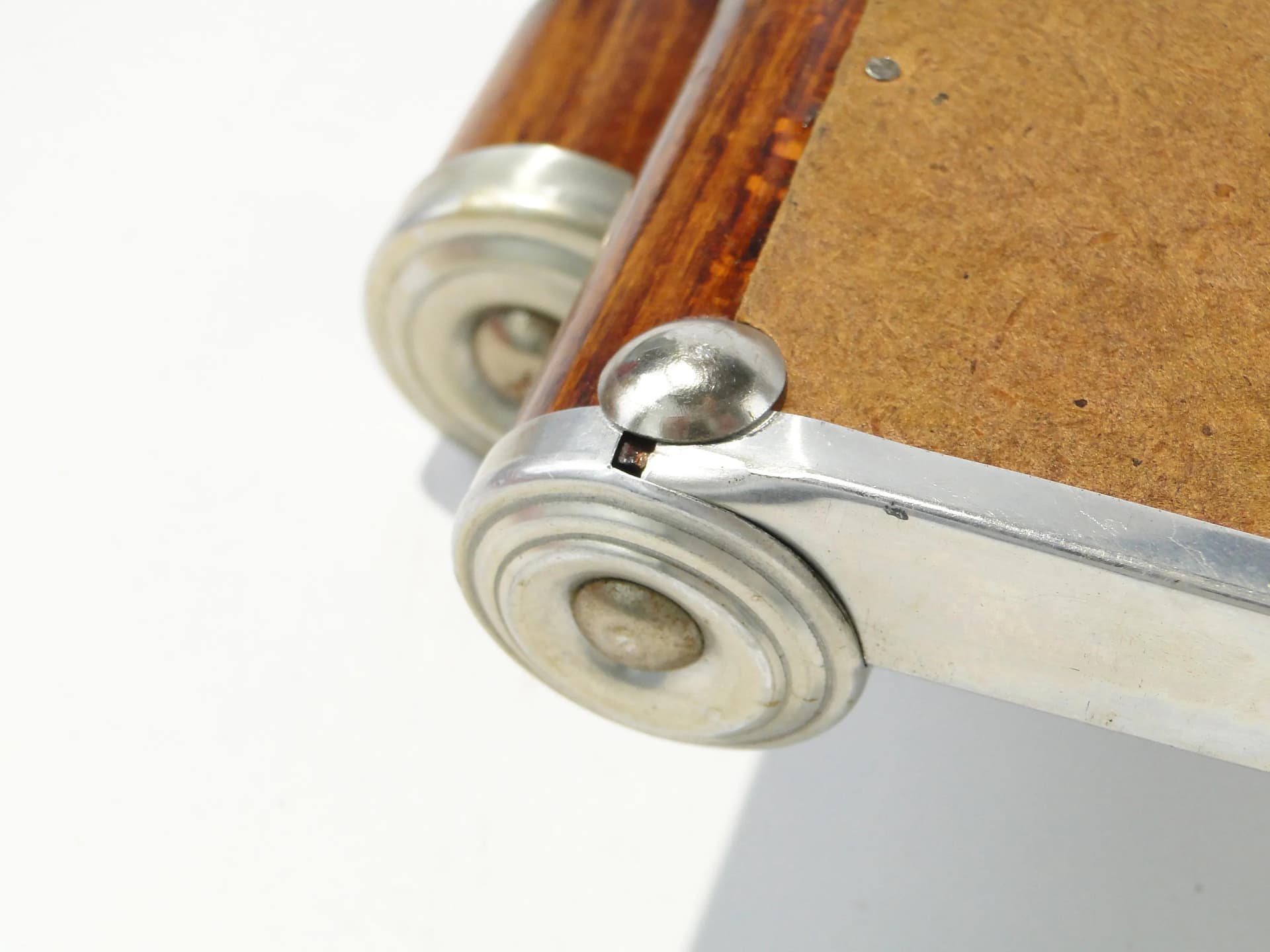 Taca Art Deco, chromowany metal, drewno brązowe, lustro, Czechosłowacja, lata 30. - 163896