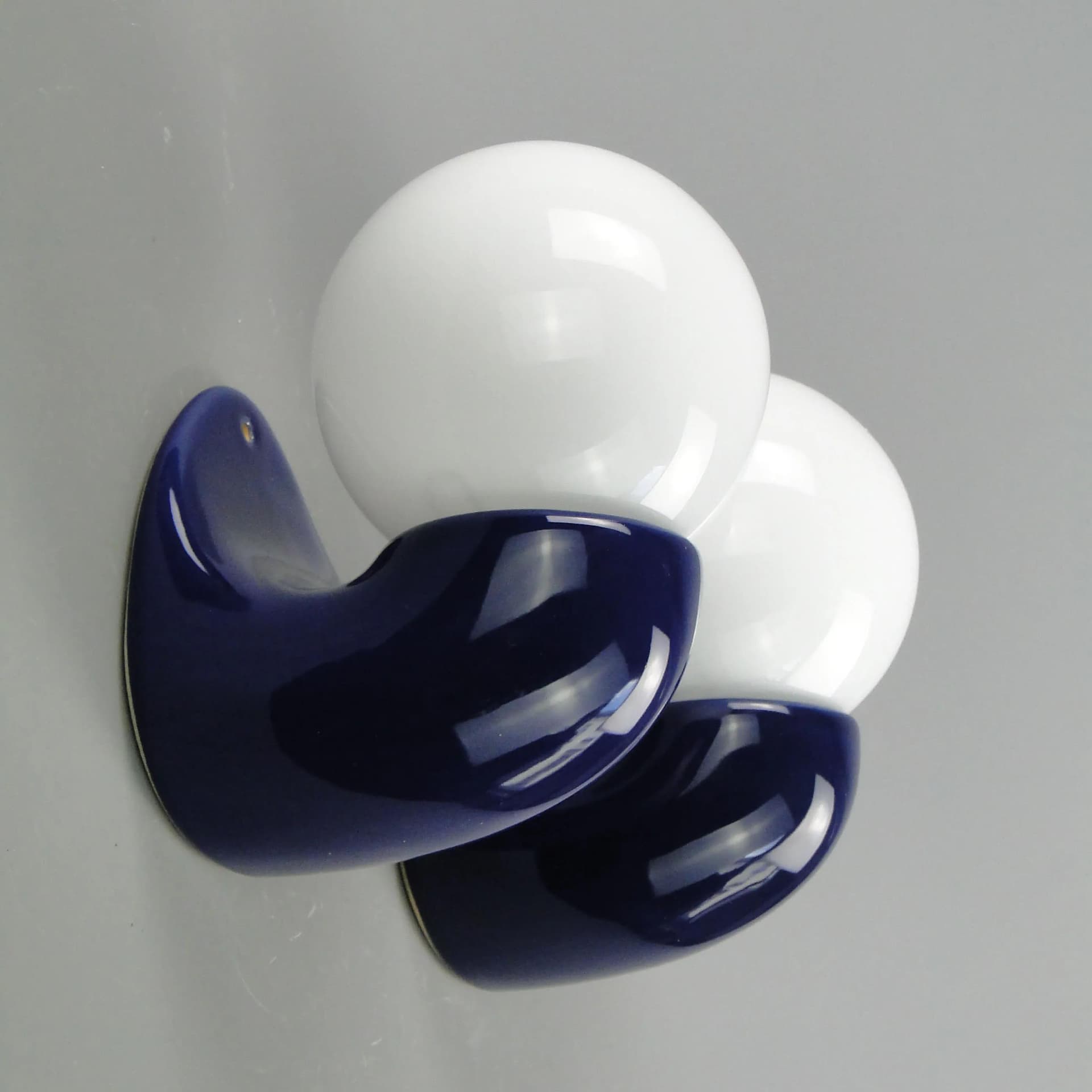 Pair of wall sconces, Space Age, navy blue, glazed ceramics glass, Poland, 1970s. - 163875