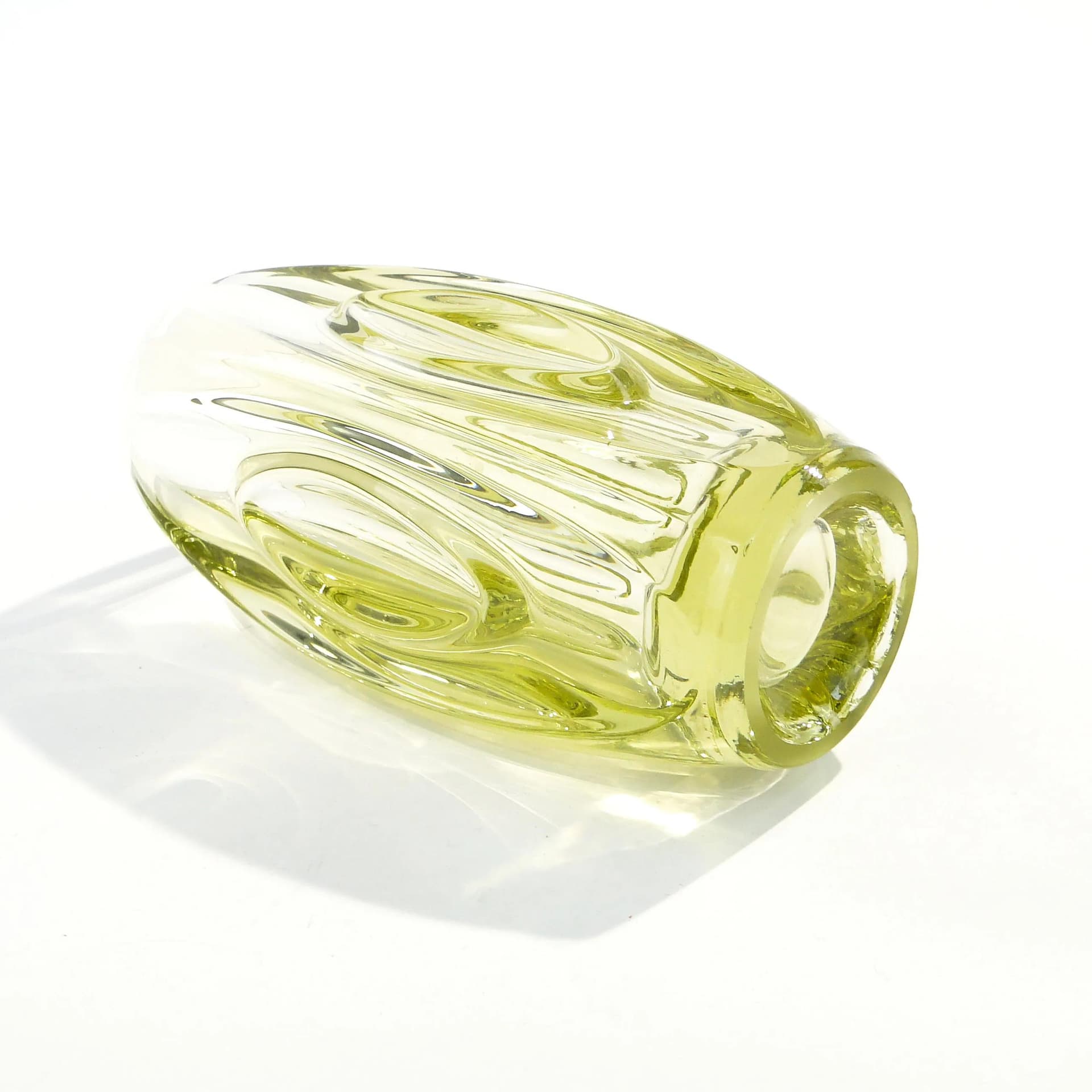 Wazon Optyczny 914, żółty, szkło, proj. R. Schrötter, Huta Szkła Rosice, Czechosłowacja, lata 50. - 163871