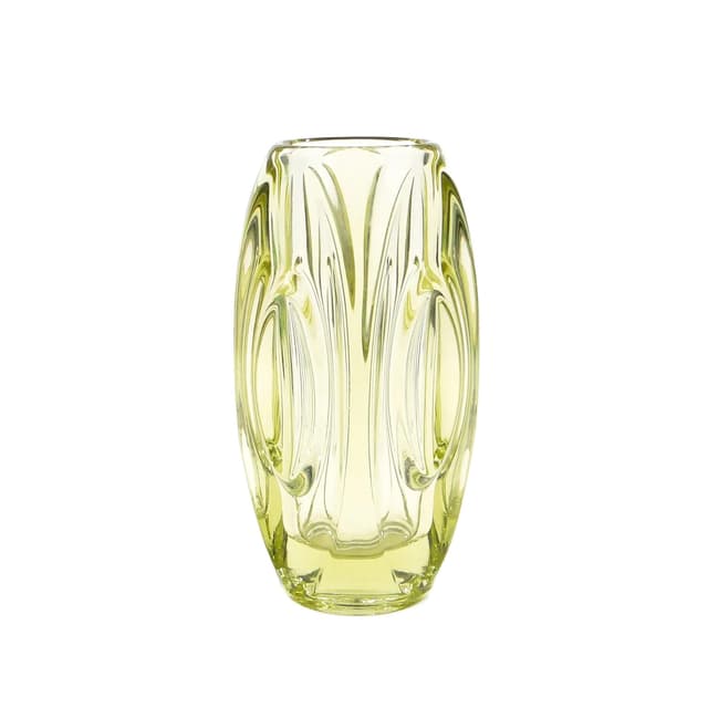 Wazon Optyczny 914, żółty, szkło, proj. R. Schrötter, Huta Szkła Rosice, Czechosłowacja, lata 50. - WYMIARY