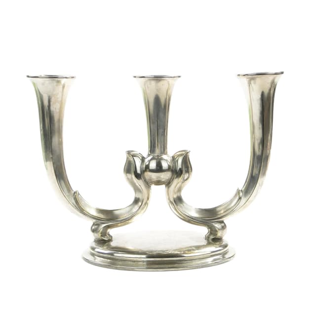 Candlestick Art Deco, silver-plated brass, WMF, Germany, 1930s - DIMENSION