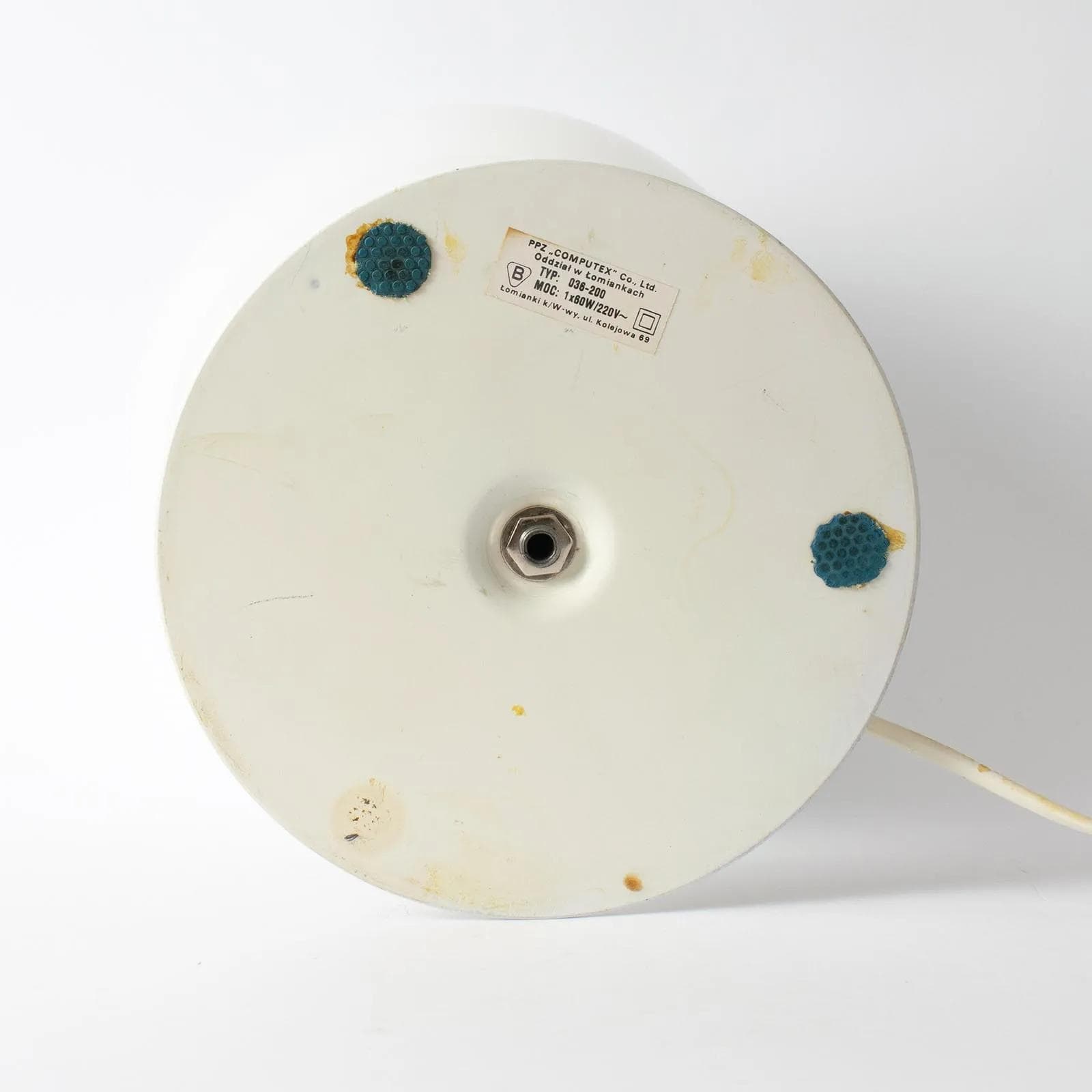 Table lamp, white, painted steel, milk glass, Computex, Poland, 1980s. - 161944