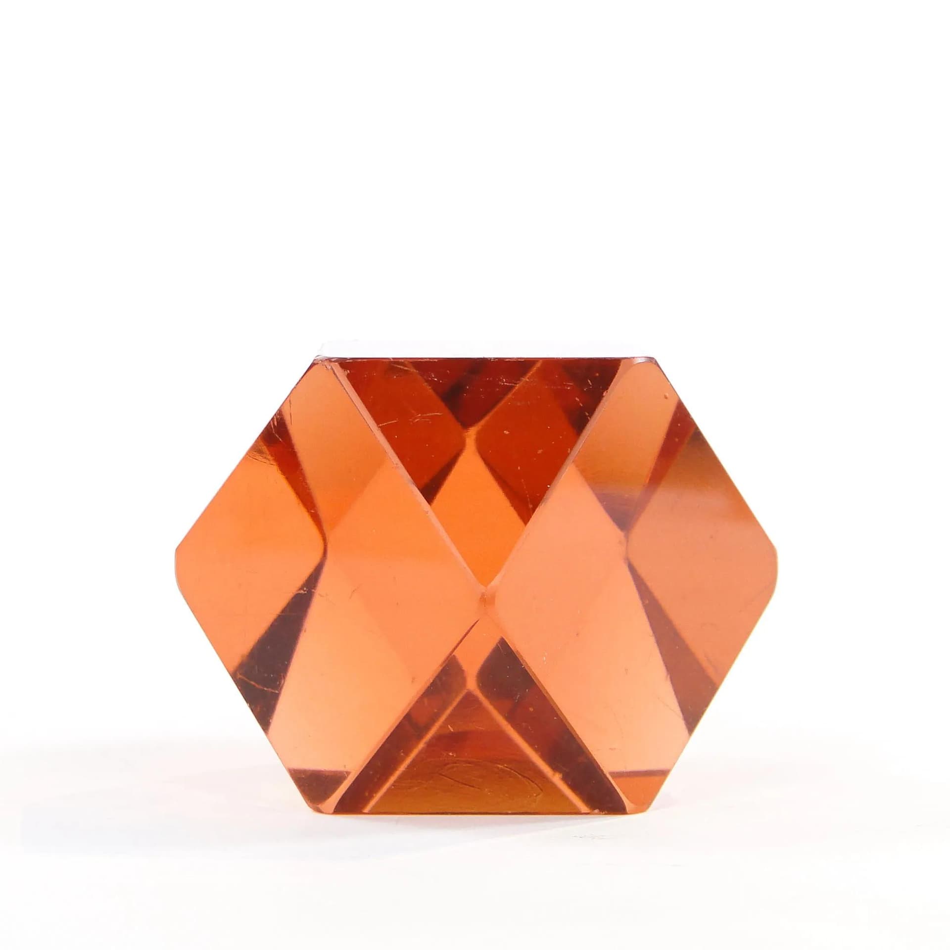 Przycisk do papieru art déco, kryształ pomarańczowy, Austria, początek XX w. - 10424