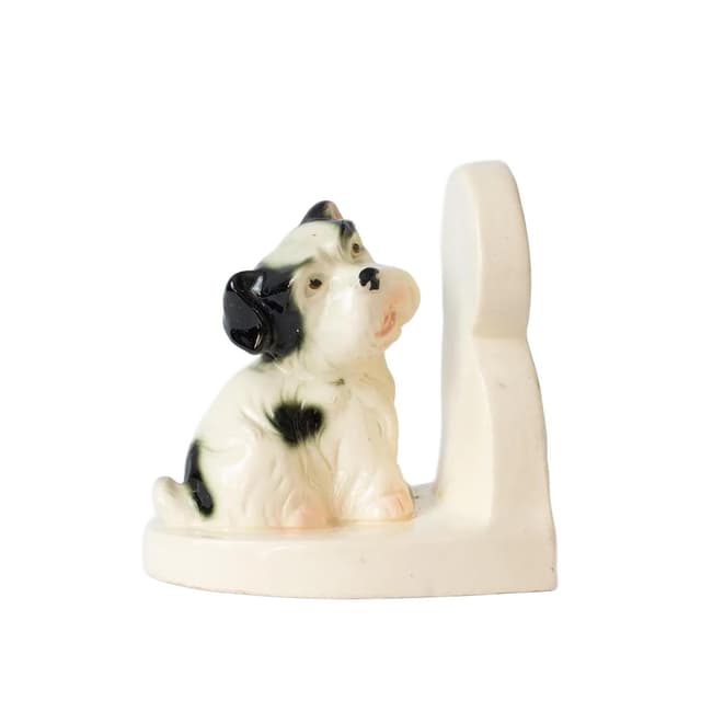 Podpórka do książek Art déco, kość słoniowa czarny, ceramika, lata 30. - WYMIARY