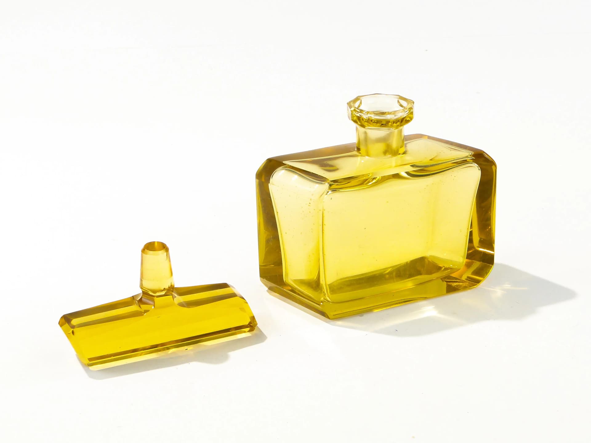 Hexagonal Perfume Bottle, transparent crystal glass, Moser, Czech Republic, 1930s. - 163788