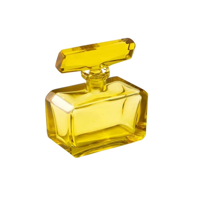 Hexagonal Perfume Bottle, transparent crystal glass, Moser, Czech Republic, 1930s. - DIMENSION