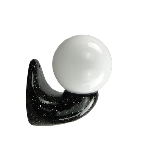 Modernist wall sconce, black ceramic, white glass, Poland, 1970s - DIMENSION