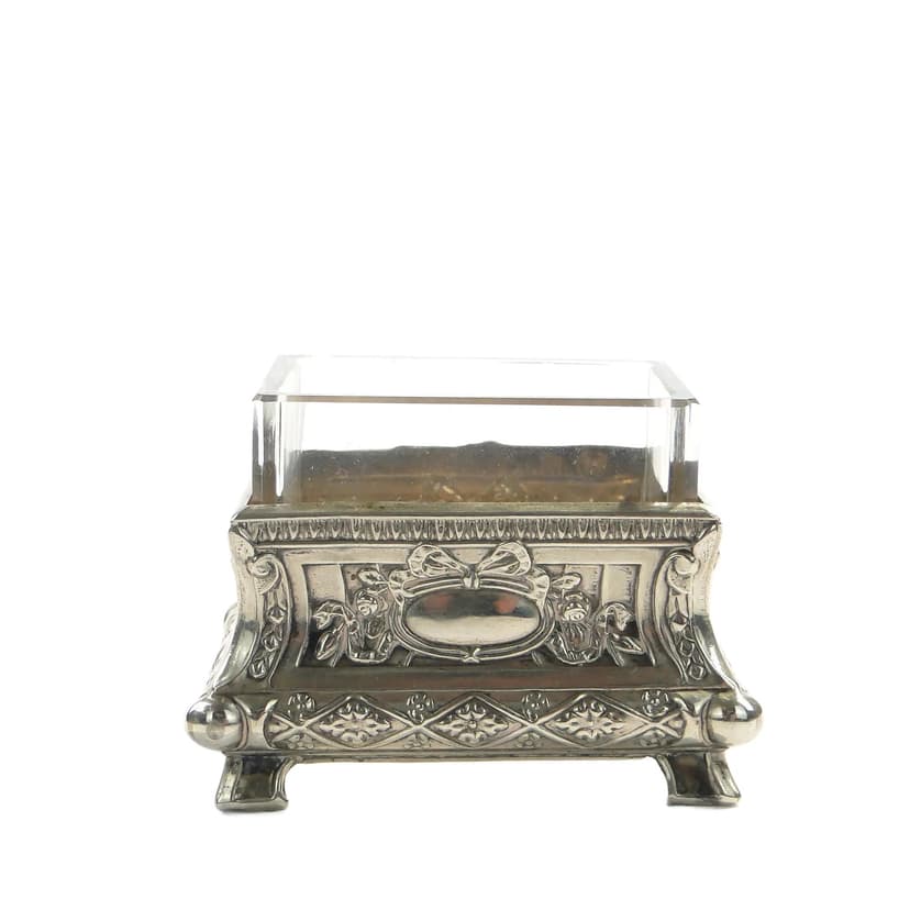 Żardiniera miniaturowa, mosiądz, kryształ transparentny, Francja, początek XX w.