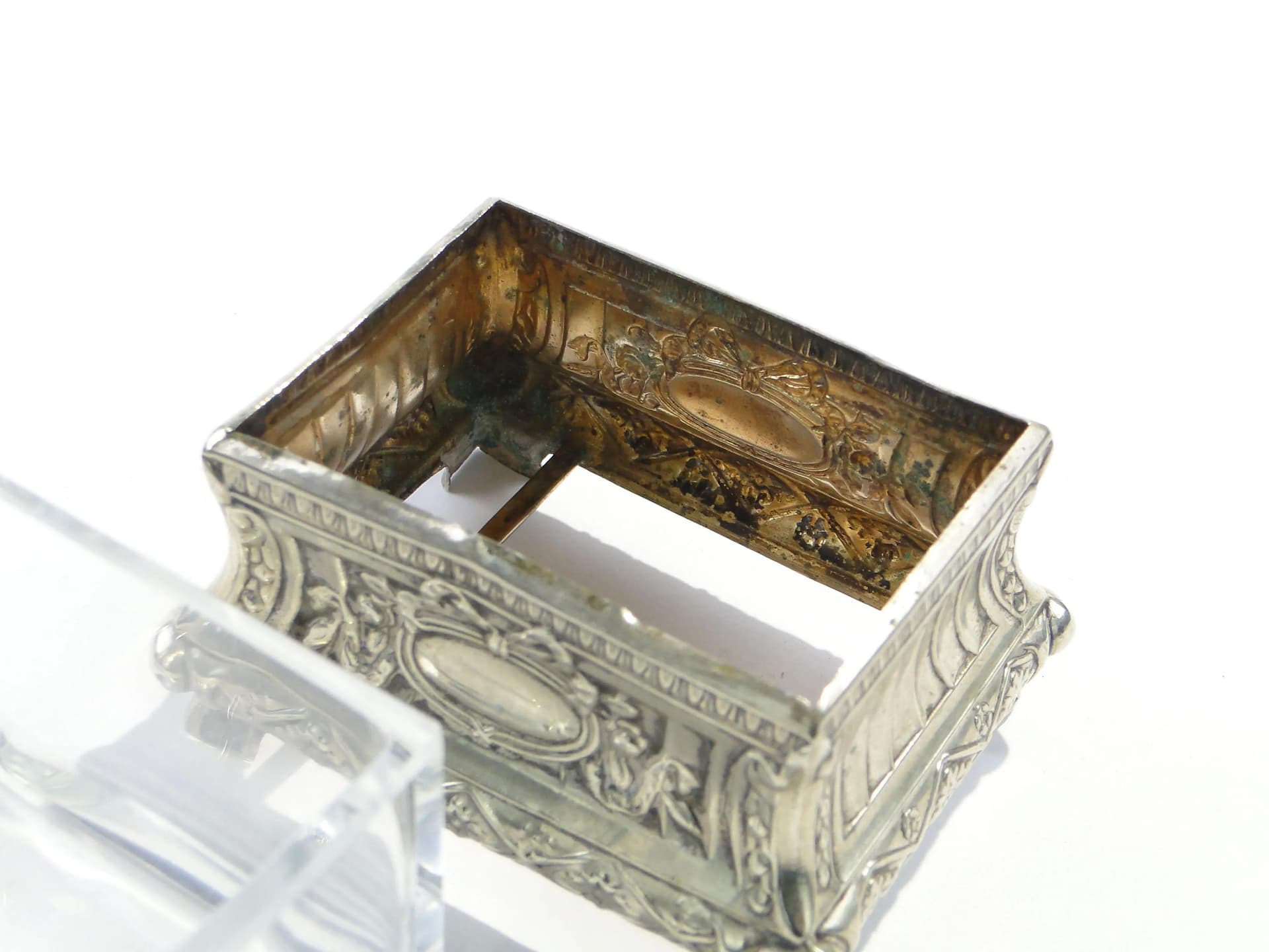 Żardiniera miniaturowa, mosiądz, kryształ transparentny, Francja, początek XX w. - 163752