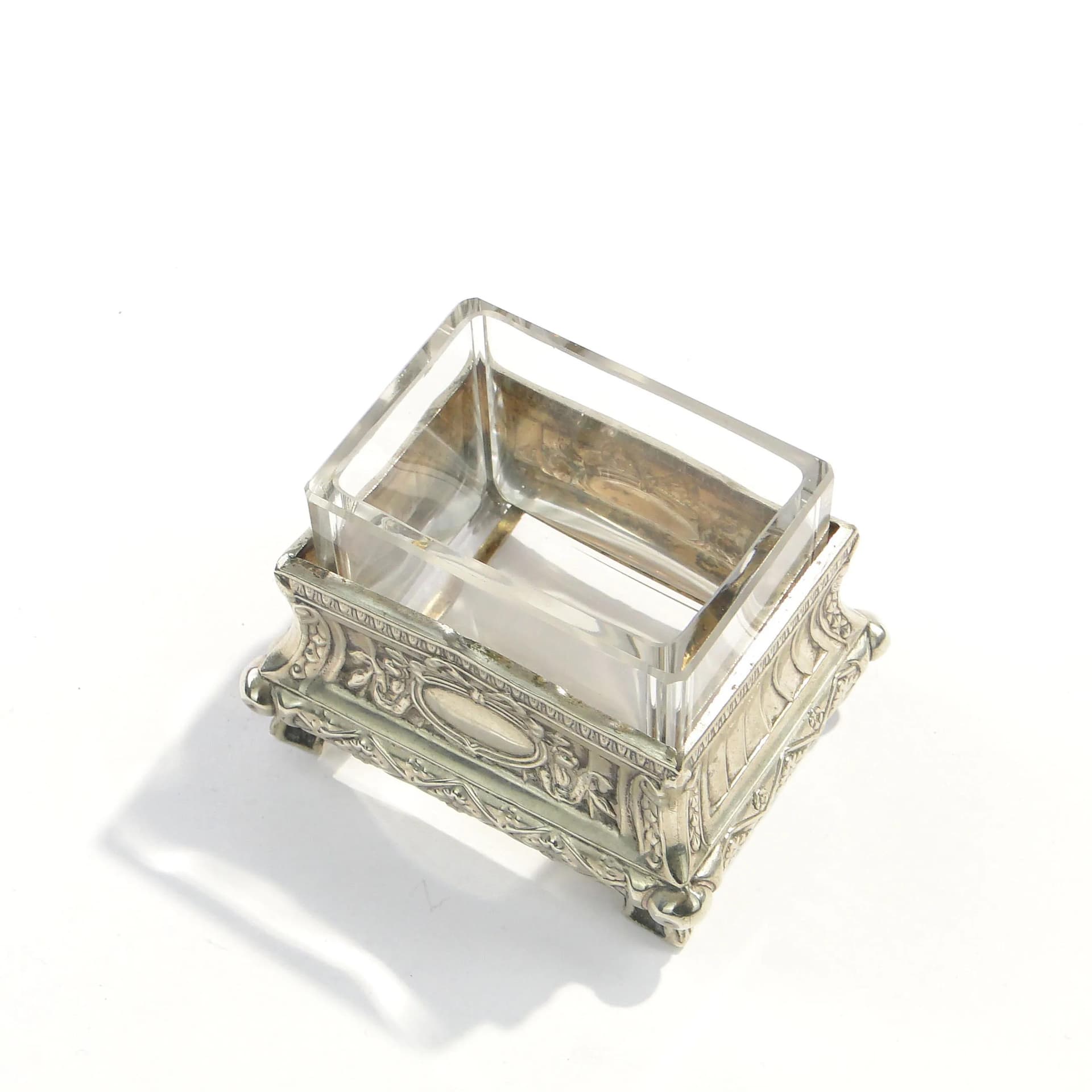 Żardiniera miniaturowa, mosiądz, kryształ transparentny, Francja, początek XX w. - 163750