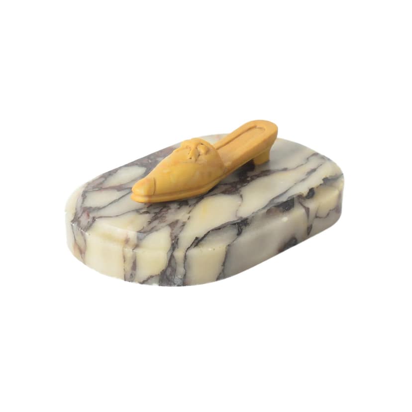 Przycisk do papieru, marmur beżowy żółty, Francja, początek XX w.