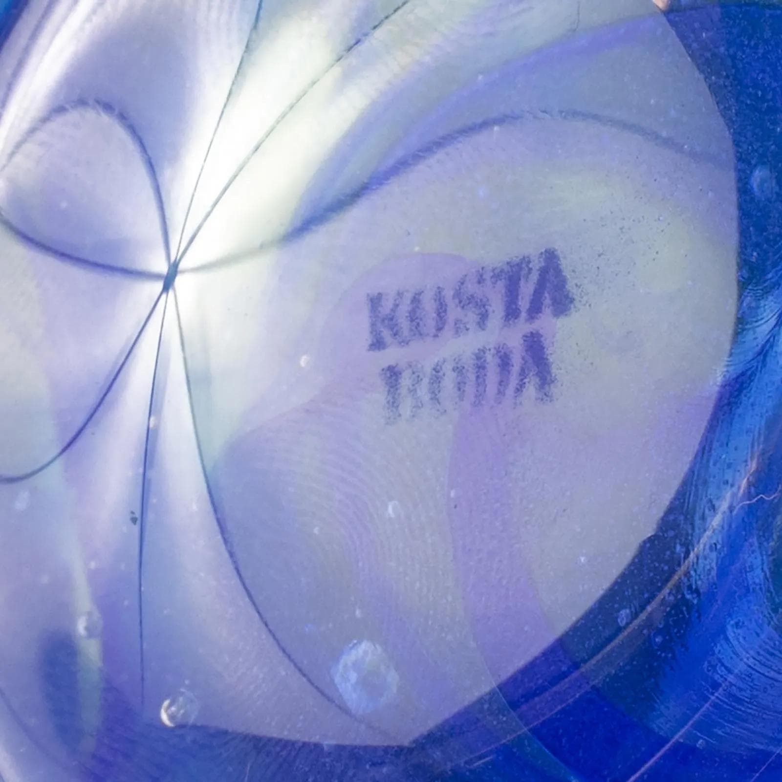 Świecznik, ciemnoniebieski, szkło, proj. A. Ehrner, Kosta Boda, Szwecja, lata 80. - 161850