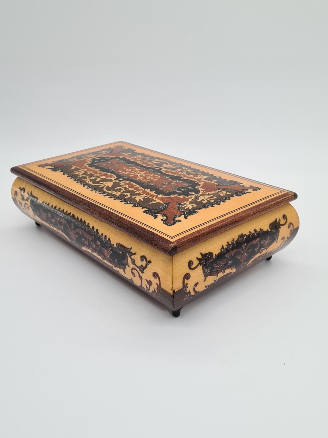 Szkatułka barokowa, brązowy jasny, Włochy, lata 70. - 161294