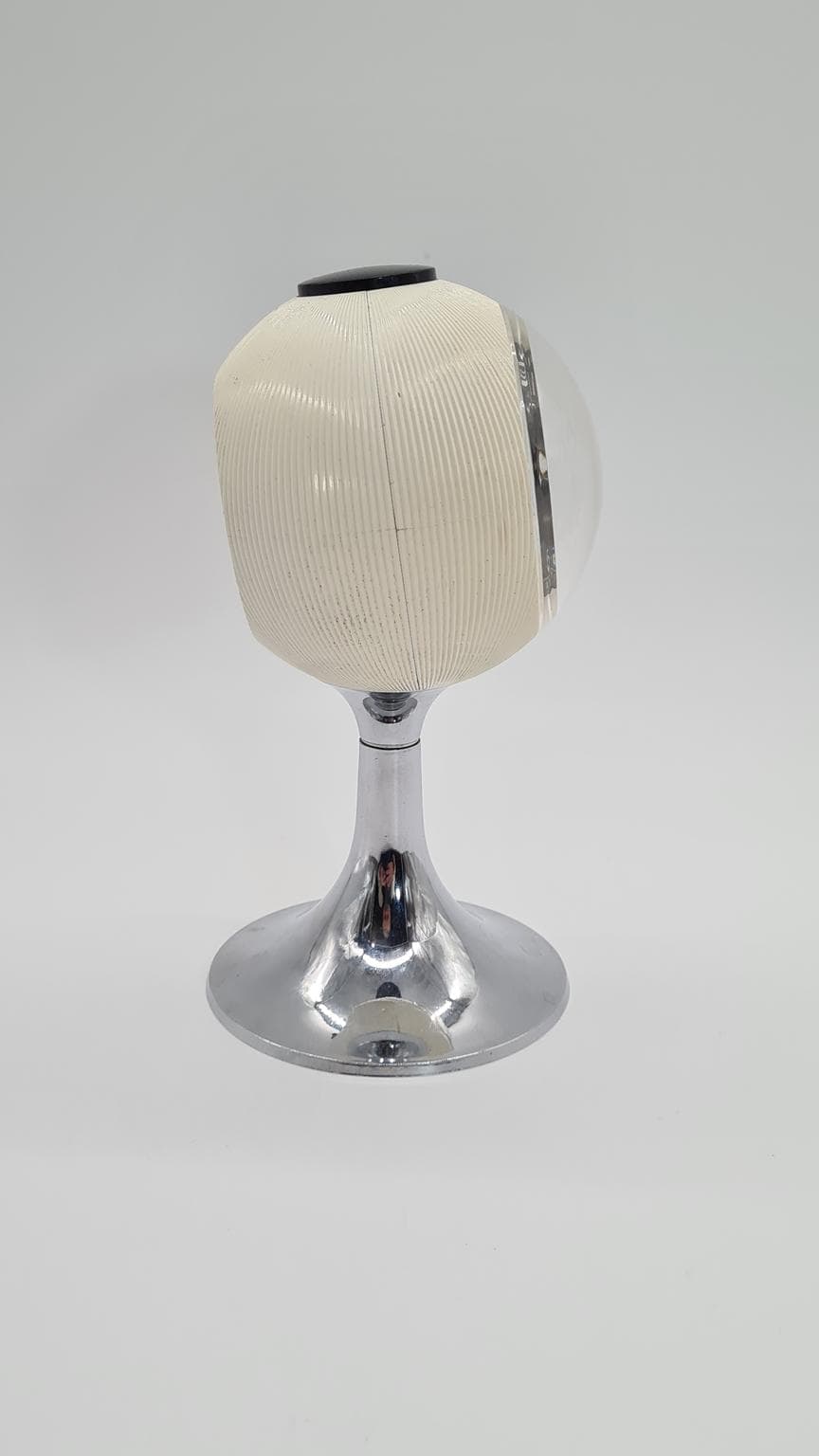 Budzik Space Age, biały ivory, stal chromowana, plastik, Niemcy, lata 70. - 161304